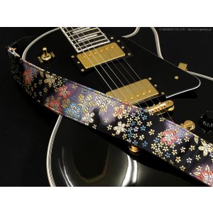 画像2: Harmonics J　西陣織ギターストラップ [ぼかし桜 濃紺色] 5cm