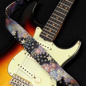 画像3: Harmonics J　西陣織ギターストラップ [ぼかし桜 濃紺色] 5cm