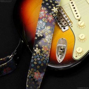 画像11: Harmonics J　西陣織ギターストラップ [ぼかし桜 濃紺色] 5cm