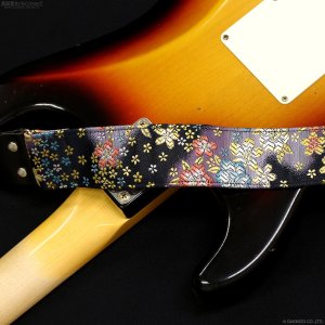 画像12: Harmonics J　西陣織ギターストラップ [ぼかし桜 濃紺色] 5cm