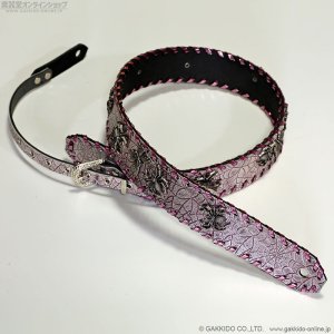 画像1: 肩紐屋 猫屋半兵衛 PINK SPIDER ギターストラップ