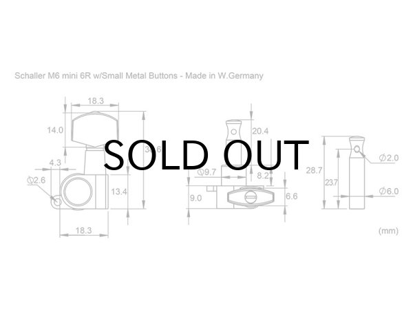 画像7: Schaller　M6 Mini 6R ゴールド 金属ツマミ [Made in West Germany] [デッドストック品] (7)