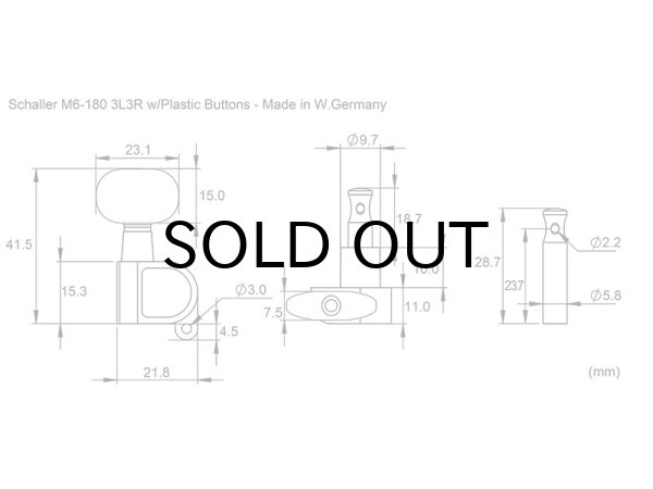 画像7: Schaller　M6 ギター用ペグ 3L/3R クローム 樹脂ツマミ(少し黄ばみあり) [Made in West Germany] [デッドストック品] (7)