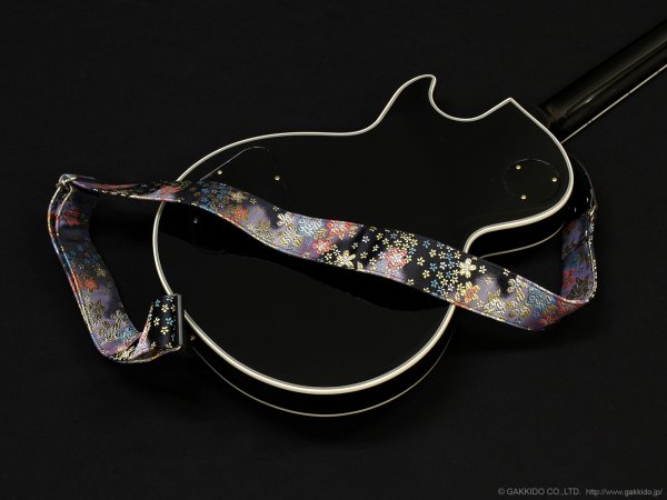 画像9: Harmonics J　西陣織ギターストラップ [ぼかし桜 濃紺色] 5cm (9)