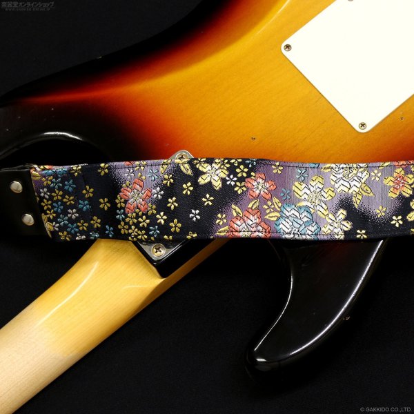 画像12: Harmonics J　西陣織ギターストラップ [ぼかし桜 濃紺色] 5cm (12)