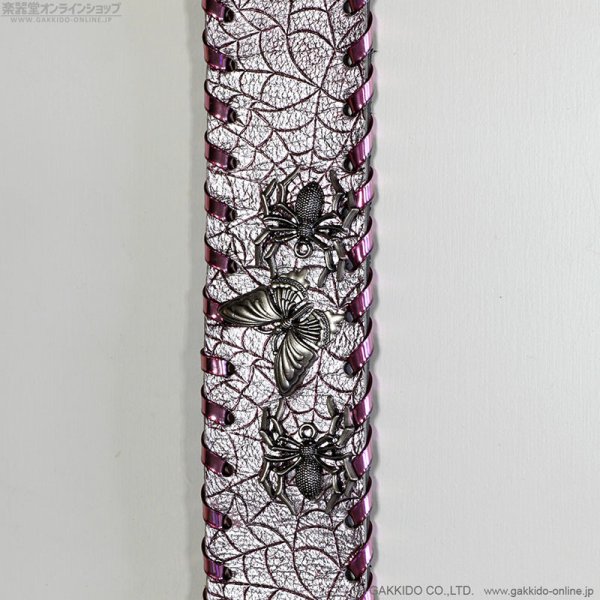 画像4: 肩紐屋 猫屋半兵衛 PINK SPIDER ギターストラップ (4)