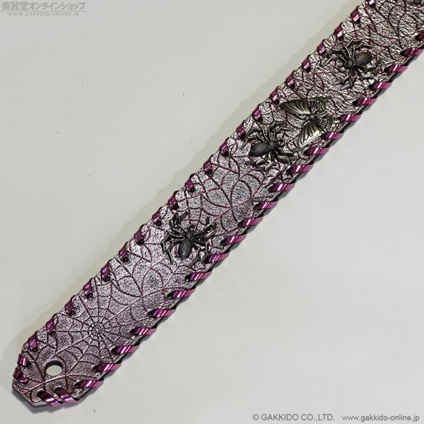 画像2: 肩紐屋 猫屋半兵衛 PINK SPIDER ギターストラップ (2)