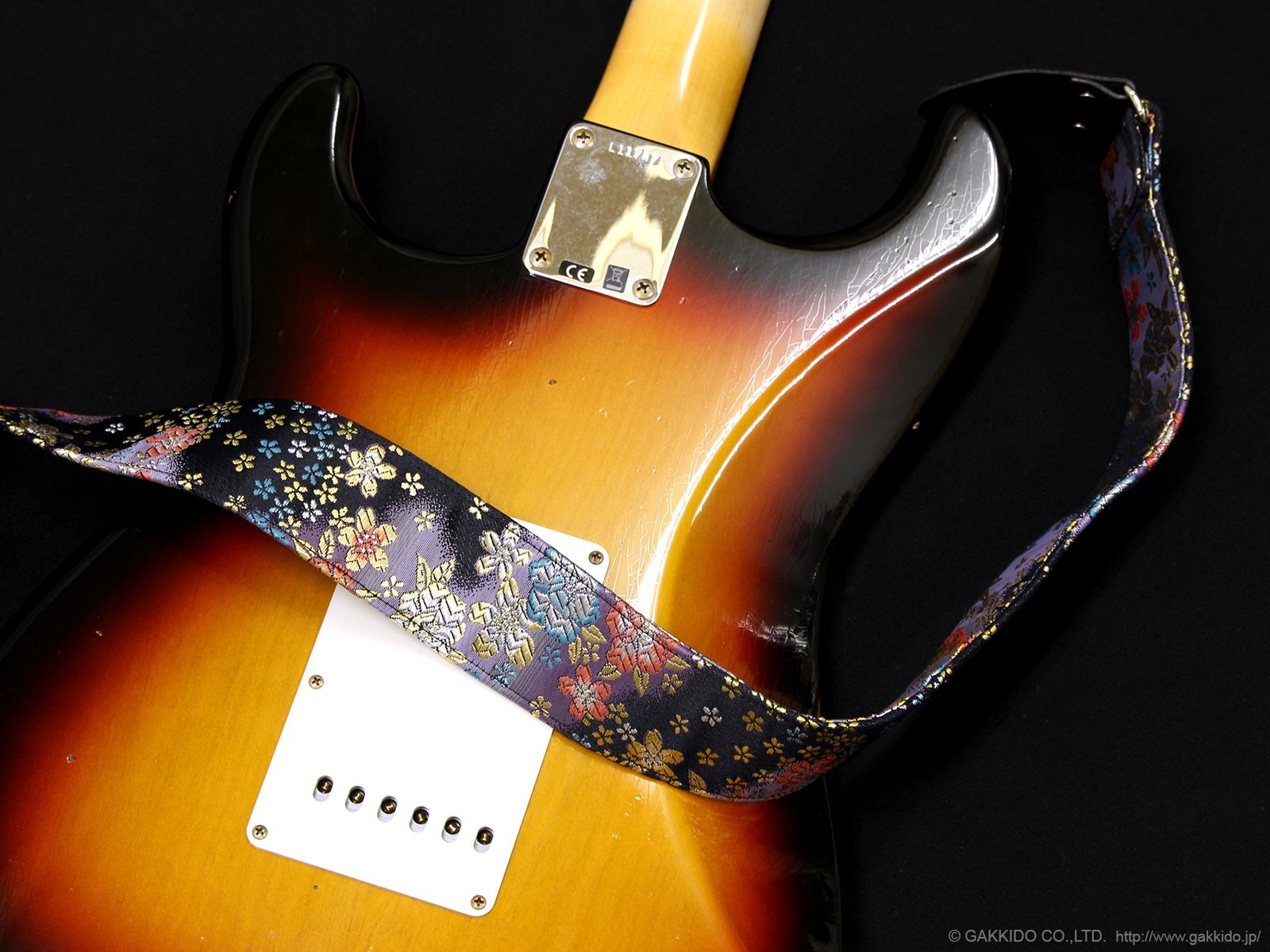 Harmonics J 西陣織ギターストラップ [ぼかし桜 濃紺色] 5cm - 楽器堂