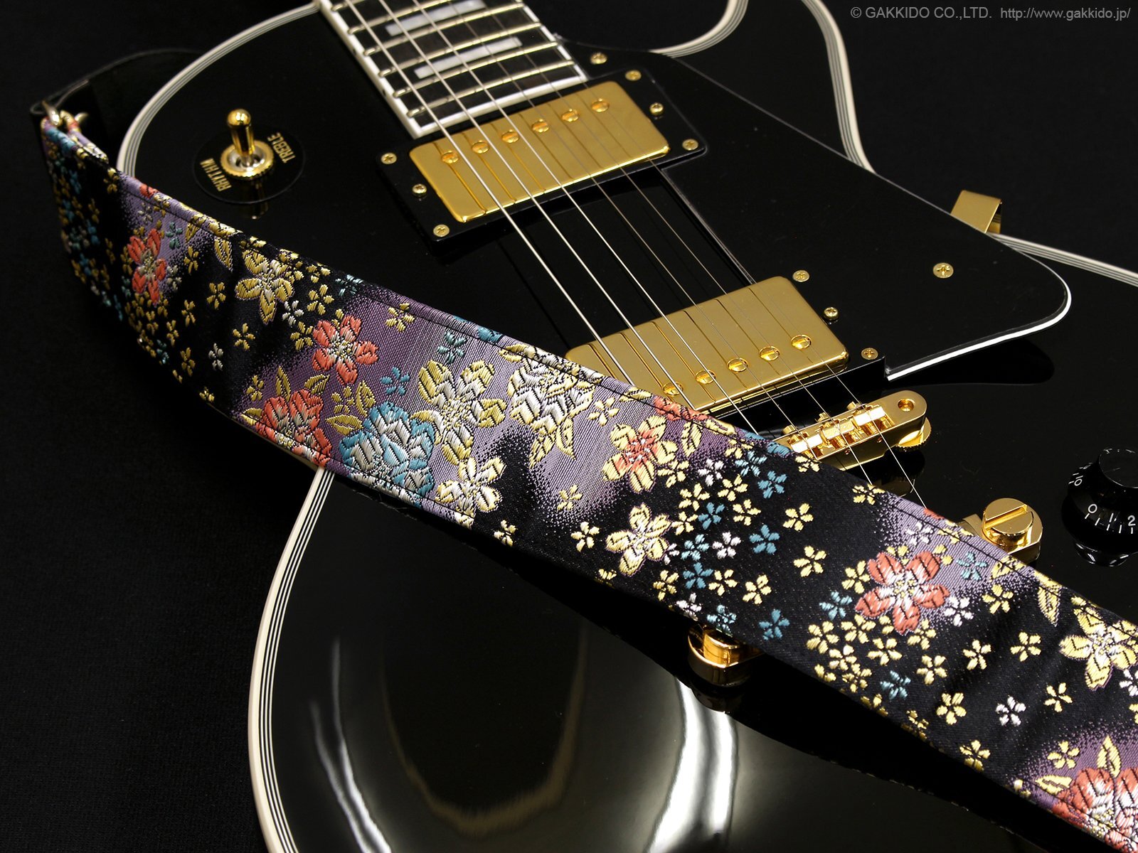 Harmonics J 西陣織ギターストラップ [ぼかし桜 濃紺色] 5cm - 楽器堂