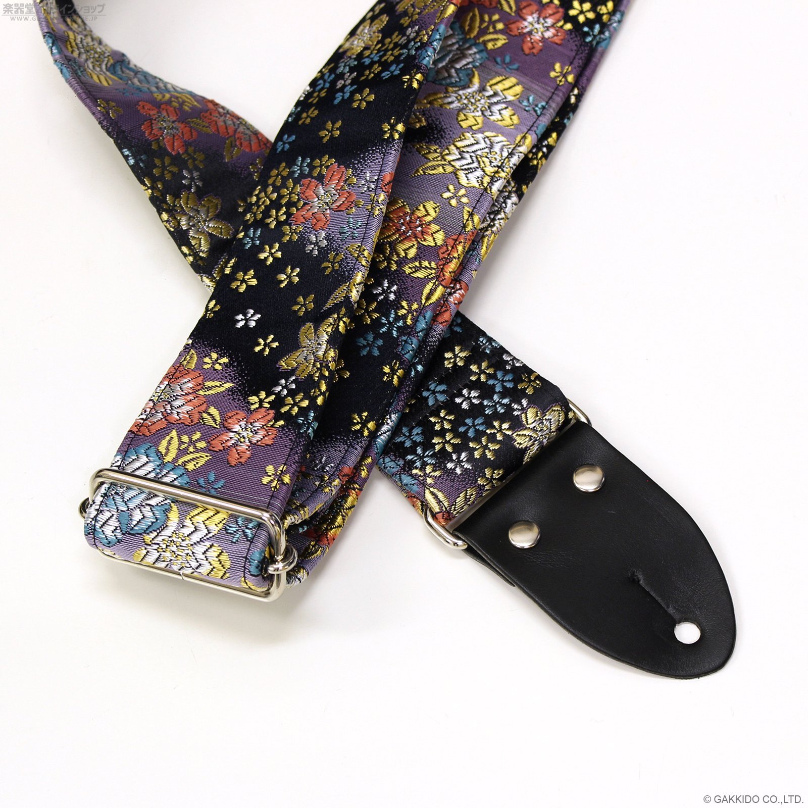 Harmonics J 西陣織ギターストラップ [ぼかし桜 濃紺色] 5cm - 楽器堂