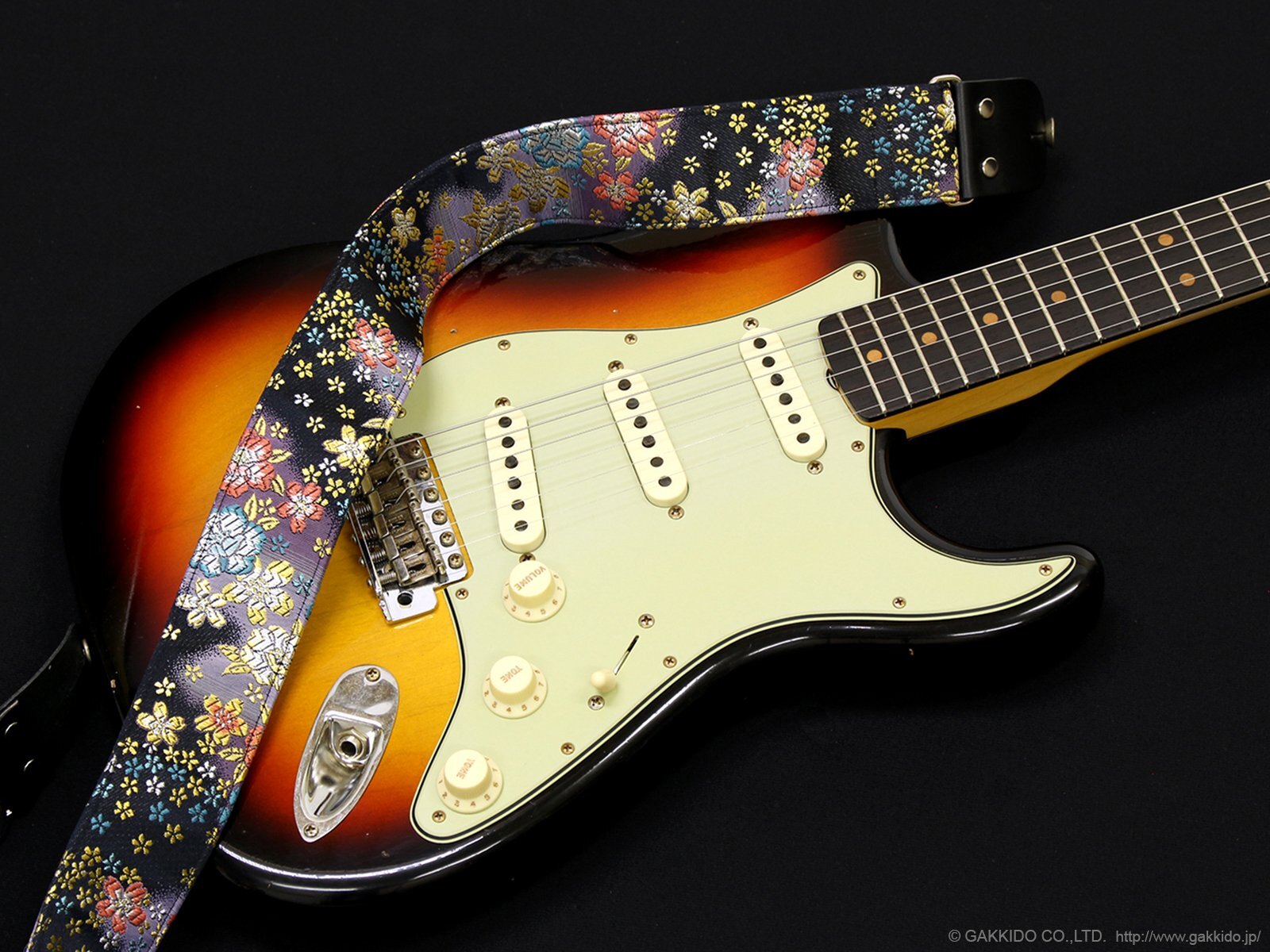 ギター　ストラップ　ホログラム Harmonics J 西陣織ギターストラップ [ぼかし桜 濃紺色] 5cm - 楽器堂